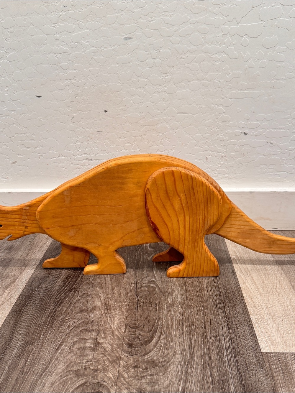 Handcrafted Wooden Decorative Dinosaur Sculpture Natural Honey Finish